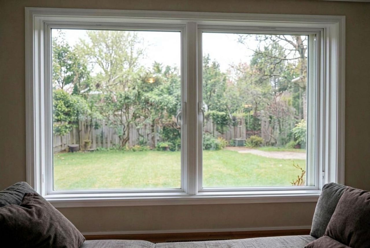 Same living room window with a clear view after new sealed units