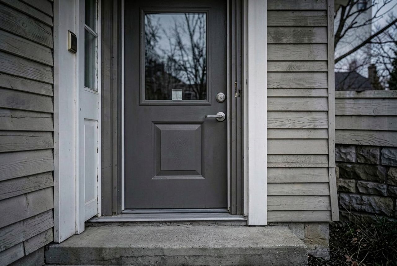 Same side door with new clear glass and the step cleared