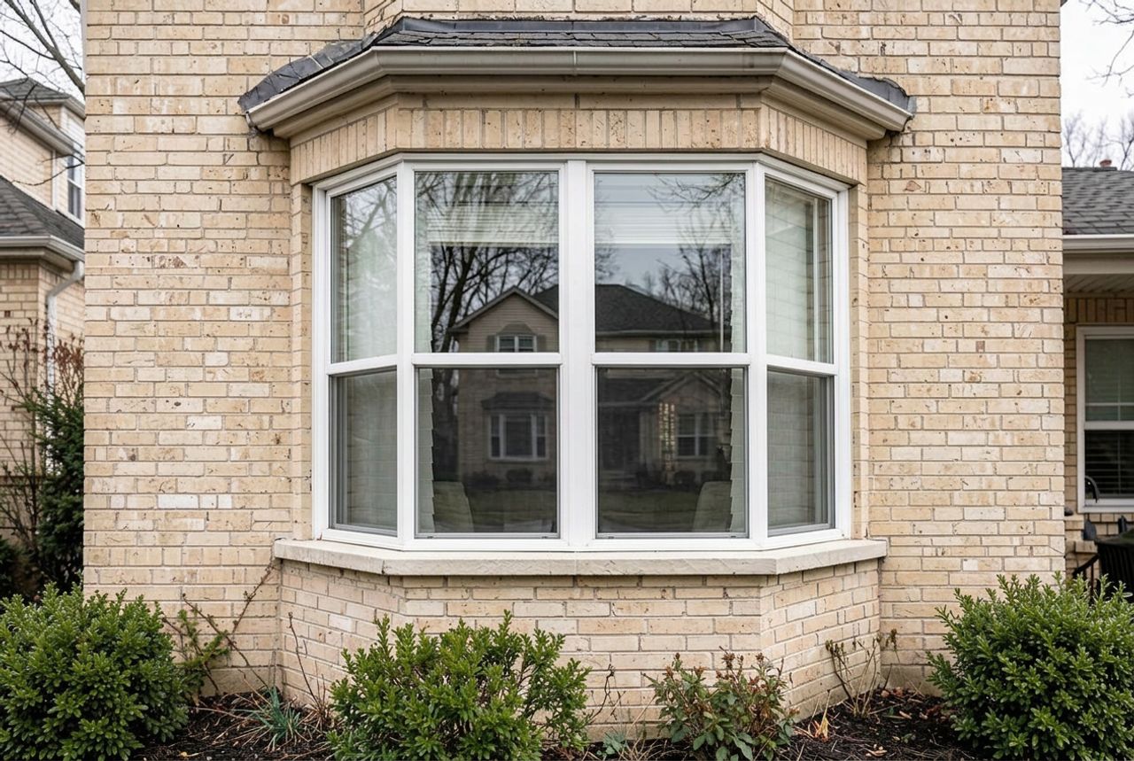 Same bay window with clear new glass after replacement